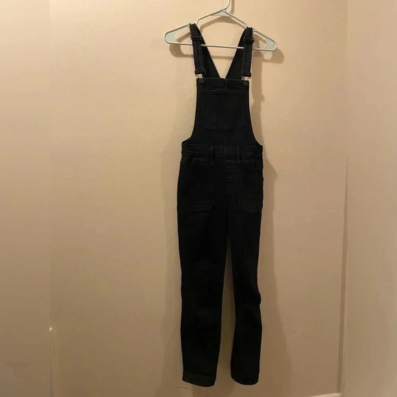 Madewell women’s black overalls - size Xxs - black denim - front pockets - Picture 1 of 9